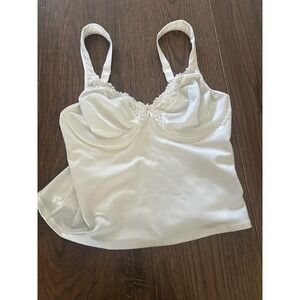 Curvation White Underwire Camisole Lace Trim Satin Finish Adjustable Straps 36B